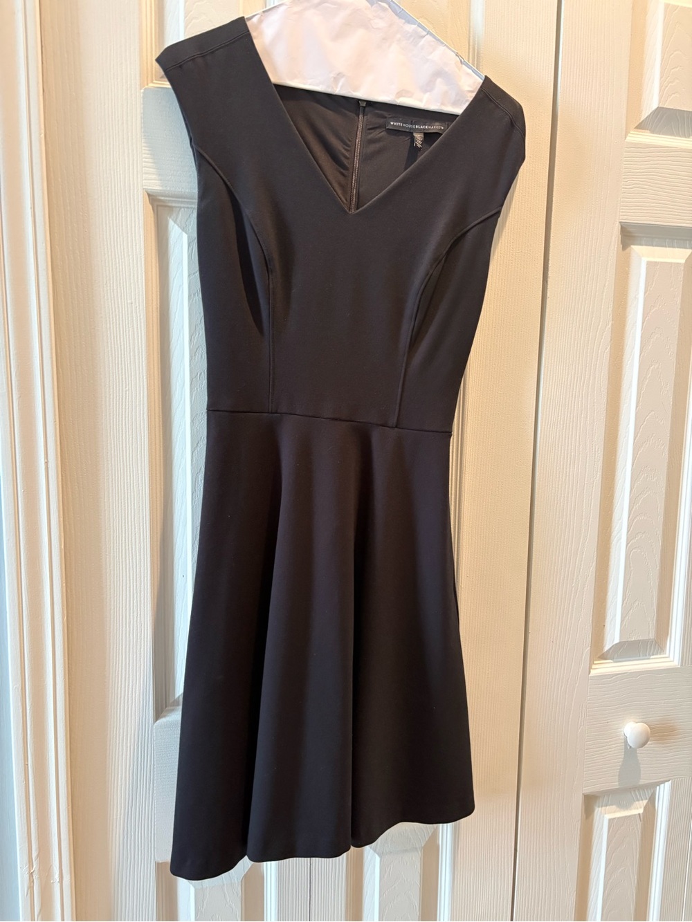 White House Black Market Black V-Neck Fit-and-Flare Mini Dress